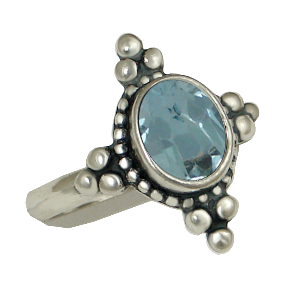 Sterling Silver Gemstone Ring With Blue Topaz Size 8